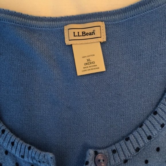 L.L. Bean Spotted Button-down Cardigan - Picture 2 of 3